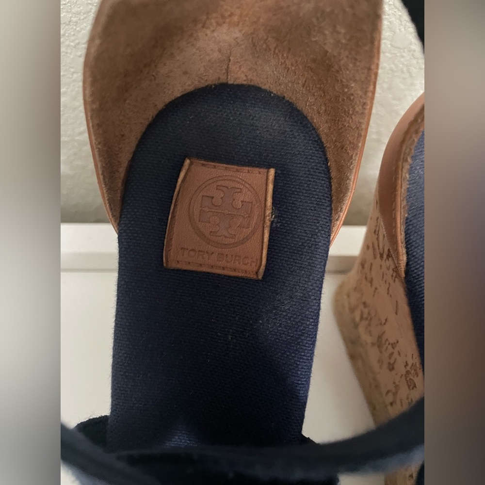 Tory Burch Natanya Wedge Espadrille Sandals Women's 10 Navy Shoes - Picture 4 of 9